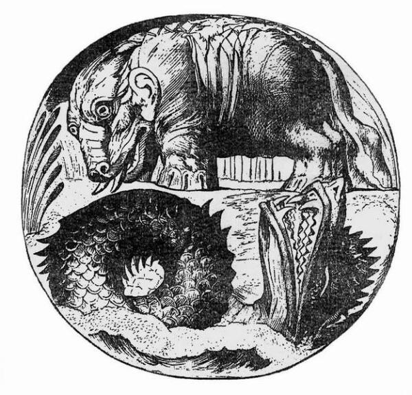 У. Блейк «Бегемот и Левиафан», 1825