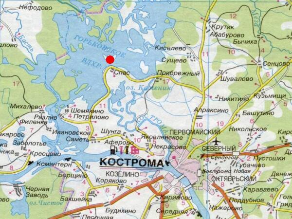 Место на карте Костромской области, где когда-то находилась деревня Малые Вёжи