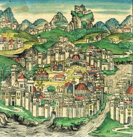 Изображение Константинополя из средневековой книги.
