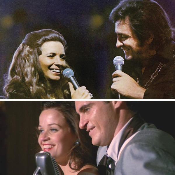 Джун и Джонни в жизни (вверху) и в фильме 