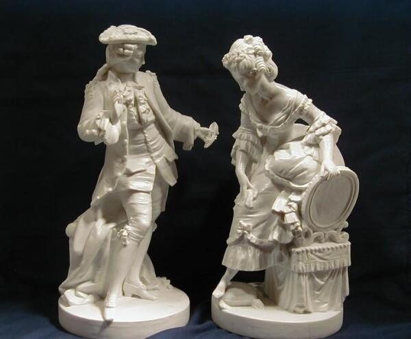 Шарль Баури (Charles Baury), Золушка, 1865,  высота фигур 36см  и 37 см, бисквит, Франция