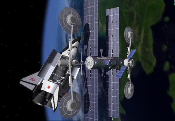 Орбитальный комплекс с пристыкованными Союзом и орбитальным самолетом МАКС. Проект