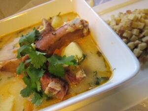 Суп гороховый с копчеными ребрышками и плавленым сыром. Как приготовить?