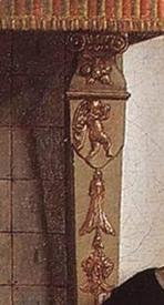 Питер де Хох, Женщина чистит яблоки, фрагмент «Пилястра камина»