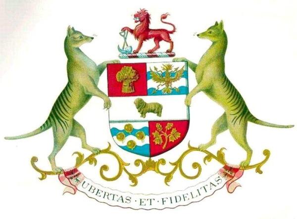 Тилацины на гербе Тасмании