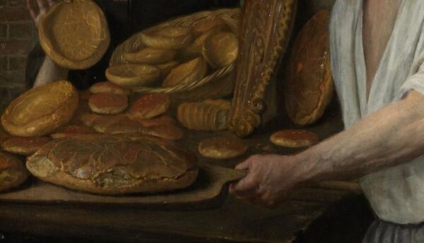 Ян Стен, Пекарь Арент Оставаарт и его жена Катарина Кайзерсваарт, фрагмент «Лопата»