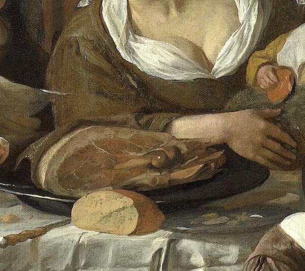 Ян Стен, Веселая семейка, фрагмент «Окорок и булочка»