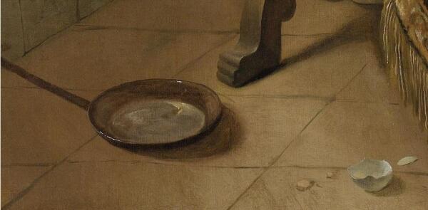 Ян Стен, Веселая семейка, фрагмент «Сковорода и яичная скорлупа»