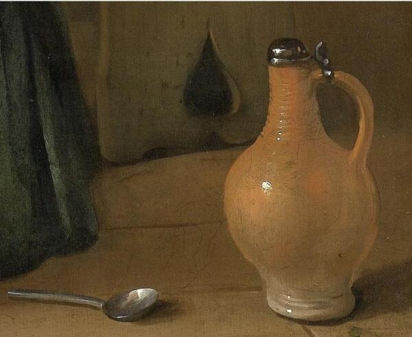 Ян Стен, Веселая семейка, фрагмент «Ложка и кувшин»