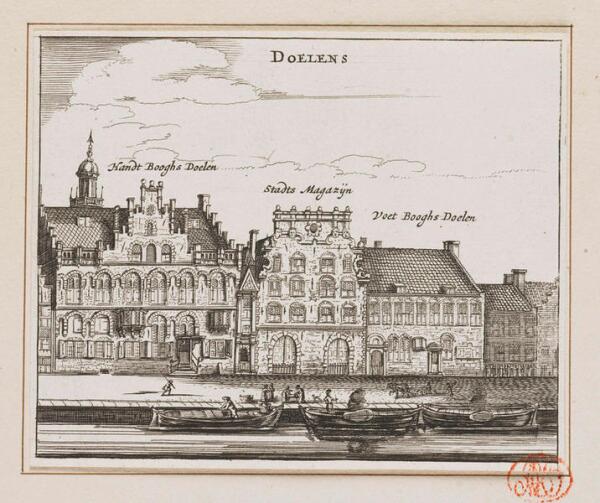 Здания гражданской гвардии и арсенал, 1606 год, гравюра 113х140 мм, государственные музей, Амстердам