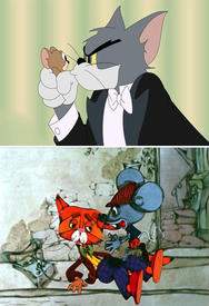 Сюжет о сообразительных мышках, издевающихся над кошкой, известен с давних времён. В современной культуре достаточно вспомнить мышат из м-ф про Тома и Джерри, или кота Леопольда.