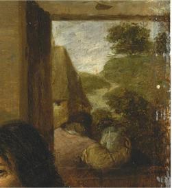 Адриан Браувер, Курильщики, фрагмент «Фигура в двери»