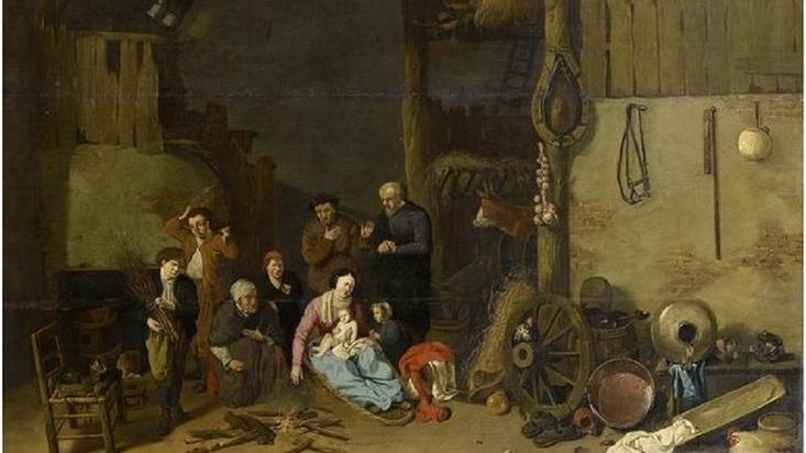 Хендрик Потьюл, Семья у огня в амбаре, частная коллекция