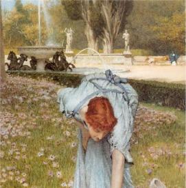 Альма-Тадема сэр Лоуренс, Весна в садах виллы Боргезе, фрагмент «Фонтан, женщины на скамейке»