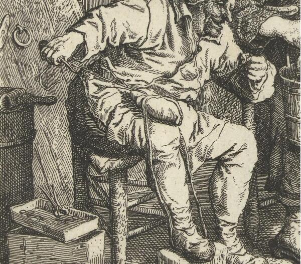 Корнелис Дюсарт, Искусный башмачник, фрагмент «Подшивка подошвы»