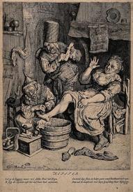 Корнелис Дюсарт, Женщина и ее помощница ставят банки больной, 1695