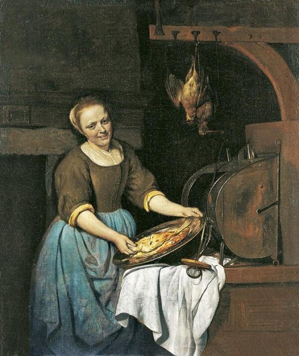 Габриэль Метсю, Повариха, 1667, 40х34 см, Museo Thyssen-Bornemisza, Мадрид, Испания