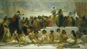 Эдвин Лонг, «Вавилонский рынок невест». Почему картина находится в женском колледже?