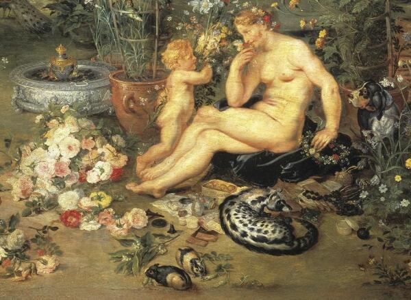 Питер Пауль Рубенс, Ян Брейгель Старший, Обоняние,фрагмент «Венера и Купидон»