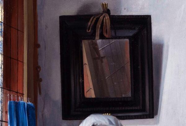 Габриэль Метсю, Женщина читает письмо, фрагмент «Зеркало и трещина вдоль окна»