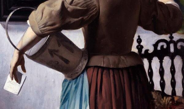 Габриэль Метсю, Женщина читает письмо, фрагмент «Конверт с автогрфом художника»