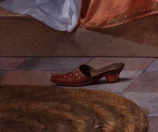 Габриэль Метсю, Женщина читает письмо, фрагмент «Оторочка платья»