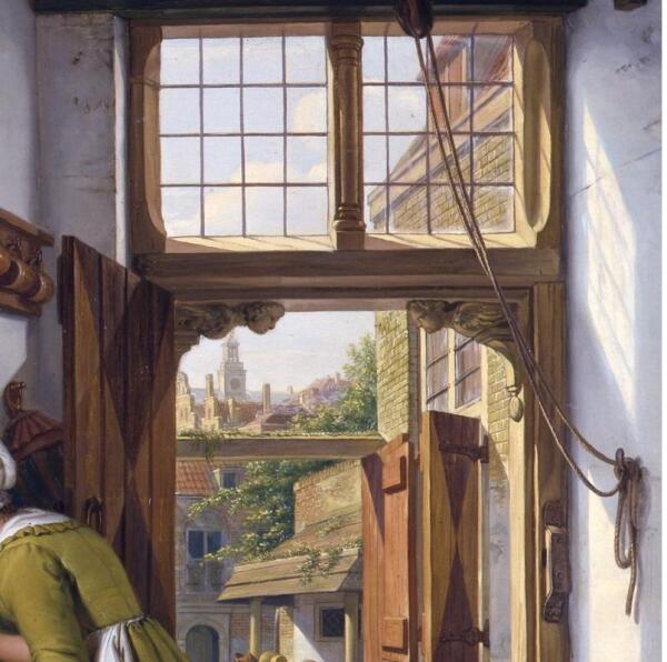  Абрахам ван Стрий, Гусар и служанка, фрагмент «Архитектурные детали»