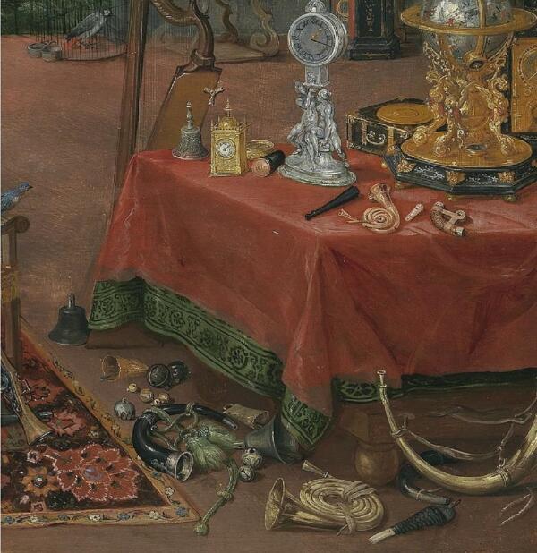 Ян Брейгель Старший, Слух, фрагмент «Колокольчики и трубы»