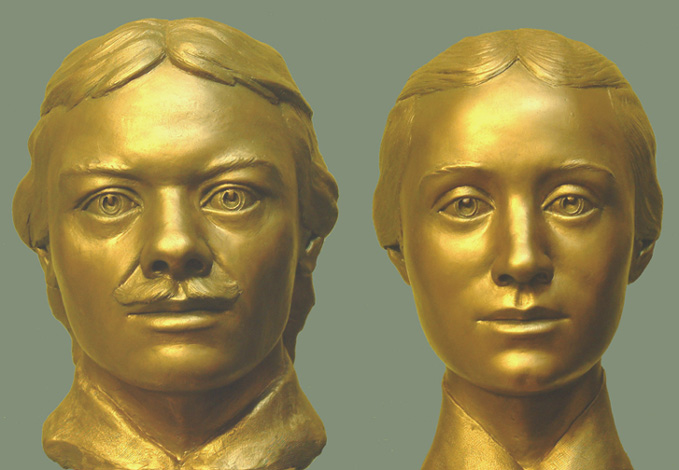 Супруги Прончищевы. Скульптурная реконструкция С. А. Никитина
