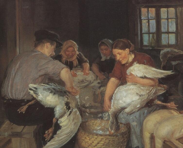 Анна Анкер, Ощипывание рождественских гусей, 56х67 см, Государственный музей искусств, Копенгаген, Дания