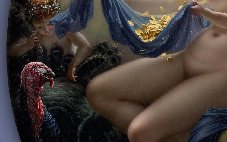 Мадемуазель Ланж в виде Данаи,  фрагмент Муж в виде индюка