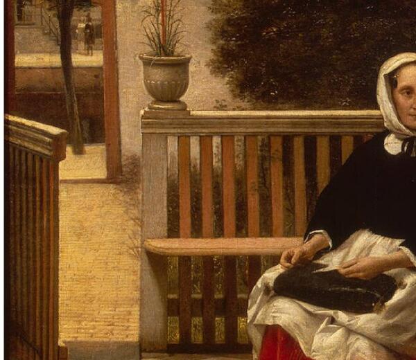 Питер де Хох,  Женщина и служанка, фрагмент 