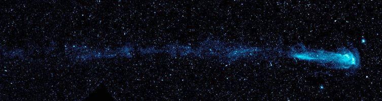 Звезда Мира с «хвостом» (фрагмент фото, сделанного телескопом GALEX)