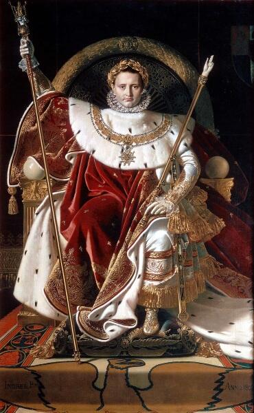 Жан-Огюст-Доминик Энгр, Наполеон на его императорском троне,    1806, 259х162 см, Музей армии, Париж, Франция