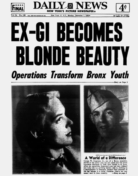 Газета с сообщением о трансгендерной операции. 1952 год