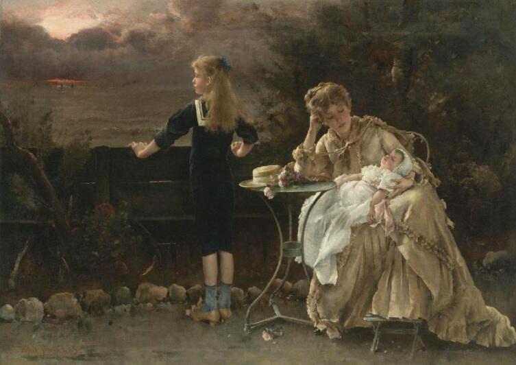 Альфред Эмиль Леопольд Стевенс, «Мать с детьми», 1883 г., 67х100 см, частная коллекция