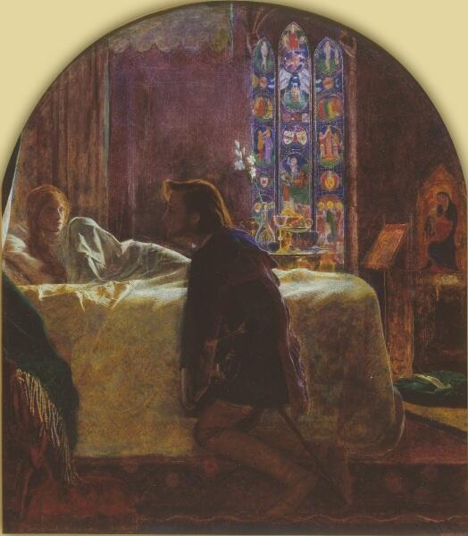   Артур Хьюз, «Вечер св. Агнессы», фрагмент, Центральная часть триптиха