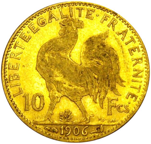 Аверс 10 франков 1906 года