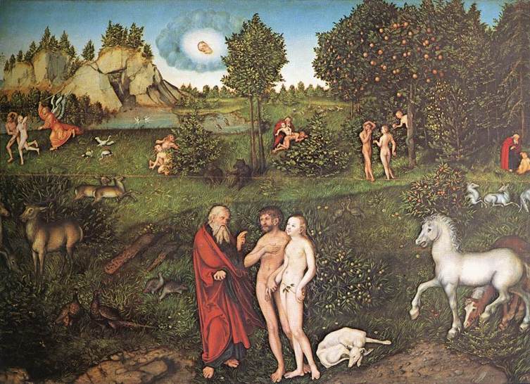 Лукас Кранах, «Адам и Ева в саду Эдема», 1530 г.