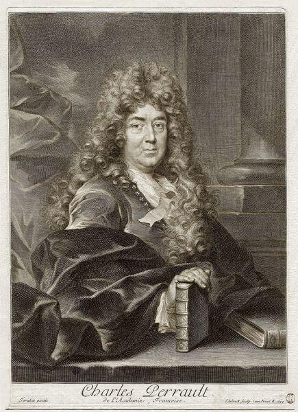 Портрет Шарля Перро в возрасте 66 лет и в мантии члена Французской академии, гравюра, 1694 г.