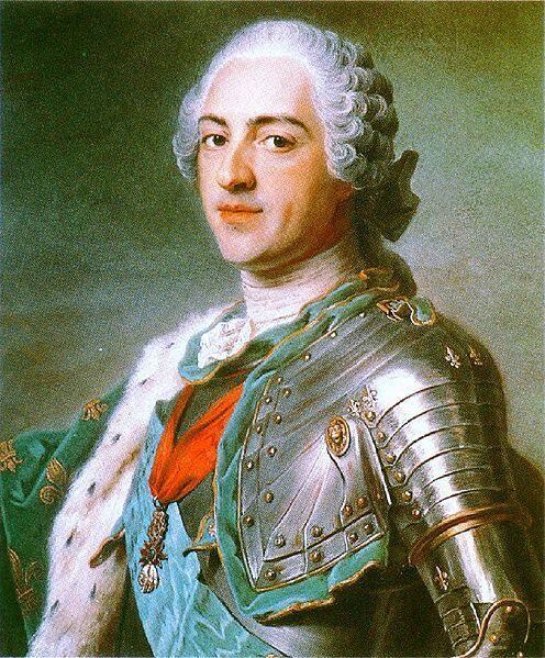 Король Франции Людовик XV в парике «крыло голубя», портрет работы Мориса Кантена де Латура