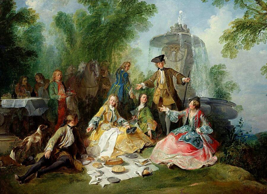 Никола Ланкре, «The Hunting Party Meal», (Охотничье застолье), 1737 г. 