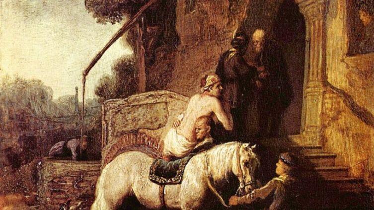 Рембрандт, «Добрый самарянин», фрагмент