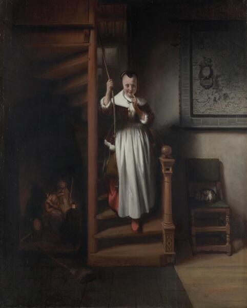 Николас Мас, «Домоправительница подслушивает», 1655 г.