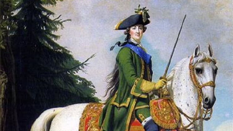 Виргилиус Эриксен, «Конный портрет Екатерины Великой», фрагмент