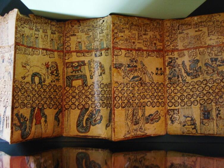 Репродукция Мадридского кодекса, хранящаяся в музее Копана