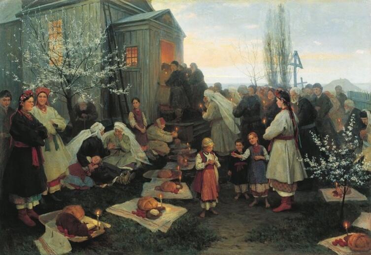 Н. К. Пимоненко, «Пасхальная заутреня в Малороссии», 1891 г.