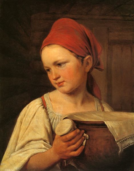 А. Г. Венецианов, «Крестьянка с крынкой молока», 1820 г.