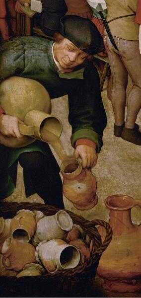 Питер Брейгель Старший, «Крестьянская свадьба», фрагмент «Кравчий»