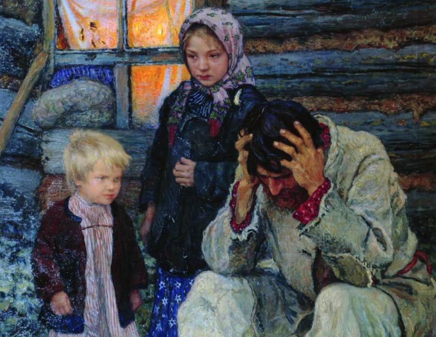 Н. П. Богданов-Бельский, «Горе», фрагмент, 1909 г.